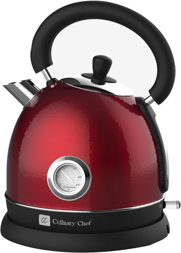 Miniatura 6 de CULINARY CHEF Tetera eléctrica retro con tecnología Speed Boil, sin BPA, 1.8, acero inoxidable, color negro