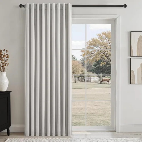 Miniatura 17 de Topfinel Cortinas opacas, blanco beige, 2 paneles, ventanas pequeñas, textura, mezcla de lino, bohemia, abedul, rural, gancho, bolsillo trasero