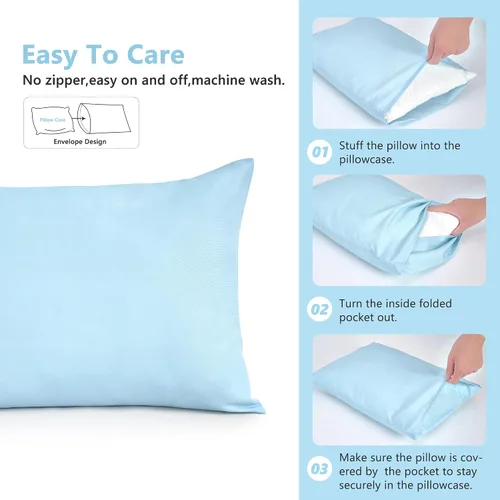 Miniatura 5 de TILLYOU Paquete de 2 fundas de almohada para niños pequeños con cierre de sobre, 13" x 18" de microfibra sedosa y suave, fundas de almohada de viaje
