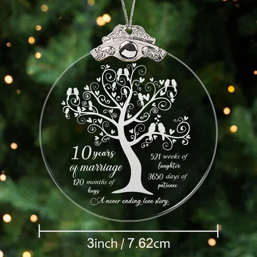 Miniatura 2 de Adorno de 10 años para él y ella, regalo de 10º aniversario de boda, 10º para pareja, 10 años para esposa, marido, adorno de Navidad de 3 pulgadas
