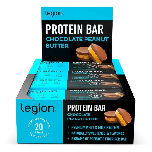 Miniatura 11 de Barra de Proteína Legion Sabor Mantequilla de Maní y Mermelada - 100% Proteína de Suero, Barras de Proteína Sin Soja con Fibra Prebiótica - Barra