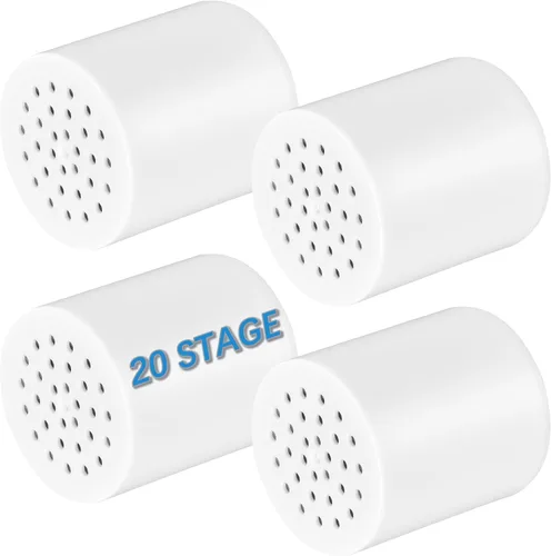 Paquete de 4 cartuchos de repuesto de filtro de ducha de 20 etapas, SF100 de alta salida, filtros de ducha SF220 para agua dura, cartucho universal,