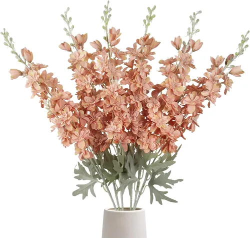 Miniatura 29 de IPOPU 6 PCS Flores Artificiales de Delfínium Flores Artificiales de Espuela de Cordero Flores de Seda de 85 cm de Tallo Largo para Arreglos de Boda