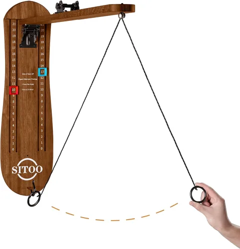 Miniatura 5 de Ring Toss Game for Adults, Outdoors Games, Wall Mounted Hook and Ring Game with Foldable Arm
