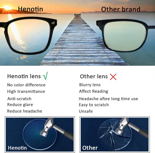 Miniatura 3 de Henotin - Juego de 4 gafas de lectura con bloqueo de luz azul para mujeres y hombres, con bisagra de resorte para computadora, anti rayos UV, Mezcla