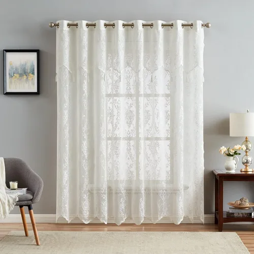 Miniatura 12 de Warm Home Designs Par de 2 paneles de cortina de encaje semitransparentes de color blanco de 54 pulgadas de ancho x 84 pulgadas de largo, cenefas