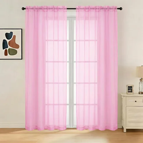 Miniatura 14 de LIVEKID Cortinas traslúcidas negras de cocina de 36 pulgadas de largo, cortinas cortas filtrantes de luz, 2 paneles de gasa aireada, texturizadas