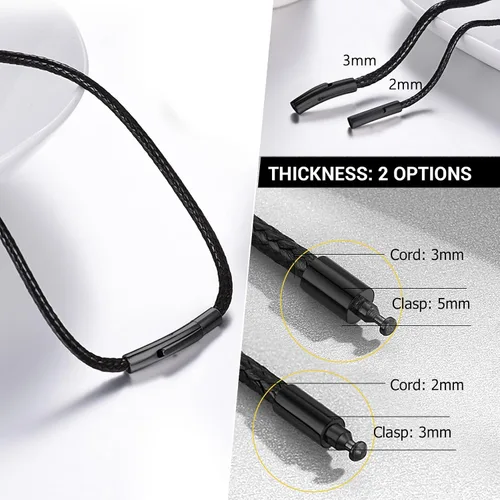 Miniatura 24 de PROSTEEL Collar de cuero impermeable para hombre, 0.079 in/0.118 in, 16 a 30 pulgadas, con cierre de acero inoxidable, cadena de bricolaje