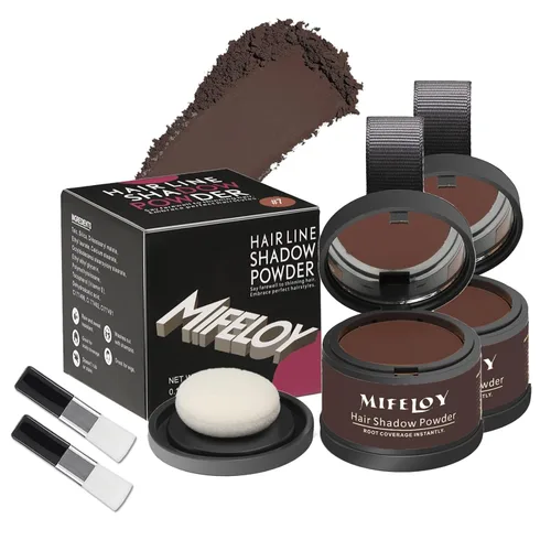 Miniatura 9 de Paquete de 2 polvos de sombra de retoque de raíz, cobertura de cabello gris, polvo de cobertura de raíces de color para mujeres para adelgazar