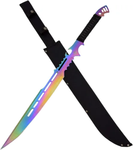 Miniatura 12 de Snake Eye Tactical - Espada de fantasía con funda de nailón, machete para exteriores y camping Plateado negro