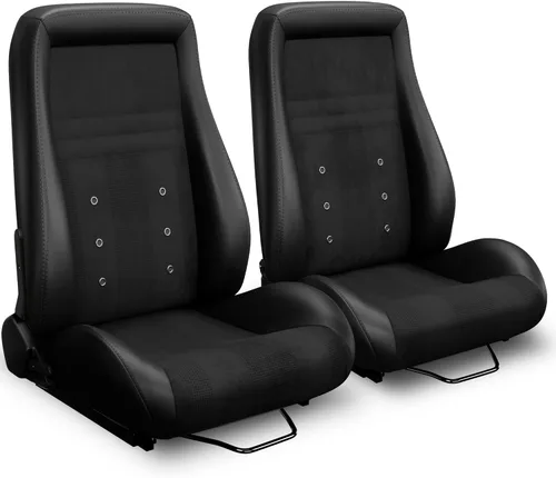 Miniatura 20 de 2 asientos universales ajustables de carreras con deslizadores dobles, asientos de cubo reclinables, 1 par de asientos deportivos para vehículos