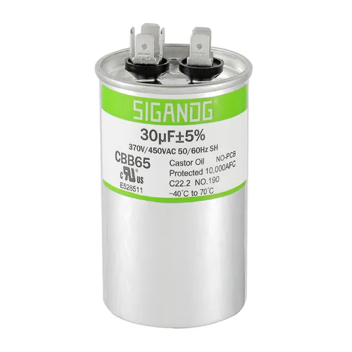 Miniatura 38 de 80/5 uF 80+5 MFD 370V o 440V CBB65 Capacitor Redondo de Arranque de Doble Funcionamiento 80 5 uF MFD 370 440 Voltios VAC para Condensador