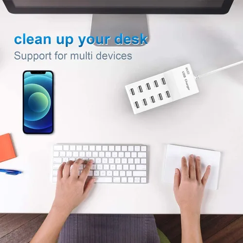 Miniatura 2 de Estaciones de carga USB 50w10A 10 puertos múltiples bloque de carga/tira USB de alimentación para iPhone, Android, smartphone, tableta, reloj