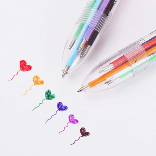 Miniatura 5 de Hutou Paquete de 4 bolígrafos multicolores 6 en 1 de 0.020 in, 6 colores, retráctiles, para niños, recuerdos de fiesta