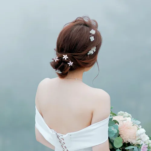 Miniatura 3 de 30 horquillas para el pelo de novia de boda con flores moradas, clip de cabeza de novia, pasadores de pelo con diamantes de imitación de cristal