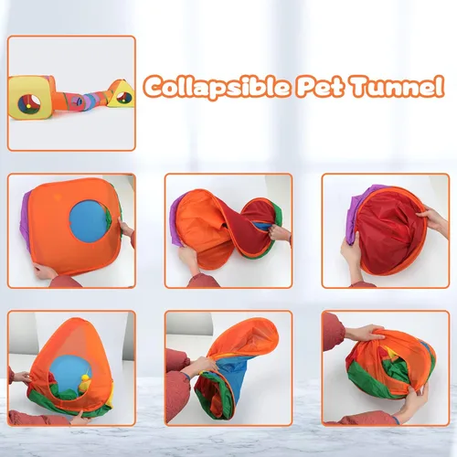 Miniatura 7 de BWOGUE Túneles y tubos de conejo, tubo plegable para escondite de conejo y cubos plegables, patio de recreo, escondite de actividades para animales