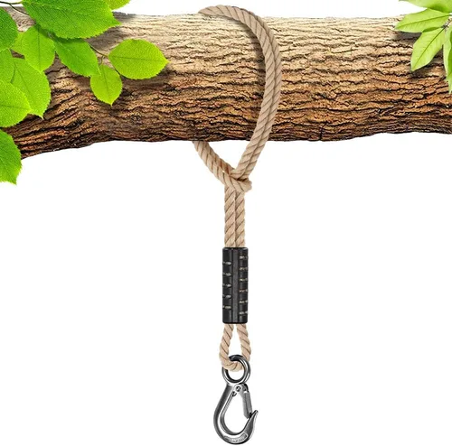 Miniatura 14 de BeneLabel Cuerda de columpio de árbol, 19 pulgadas, correa para colgar para columpio de árbol, gancho resistente, para interiores y exteriores