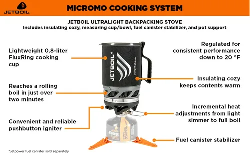 Miniatura 2 de Jetboil MicroMo - Sistema de cocina ligero de precisión para acampar y mochilero con control de calor ajustable Carbono