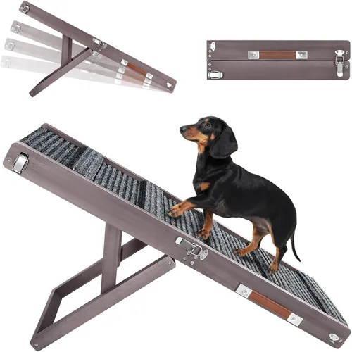 Miniatura 14 de Rampa para perros mejorada 2026 para sofá, rampa plegable para perros pequeños para sofá, 4 alturas ajustables de 13 a 21 pulgadas, escalones