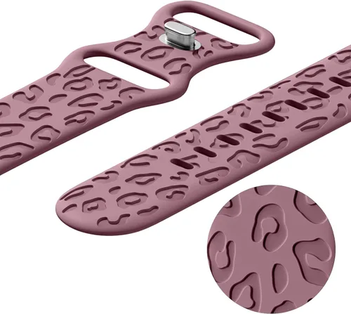 Miniatura 6 de CreateGreat - Paquete de 4 bandas grabadas con diseño de leopardo compatibles con Apple Watch para mujeres de 38mm 40mm 41mm 42mm 44mm 45mm 46mm