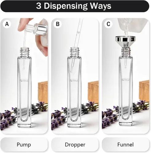 Miniatura 9 de Paquete de 25 botellas de perfume de viaje con atomizador a granel de 0.3 fl oz, botella vacía hidratante (ámbar)