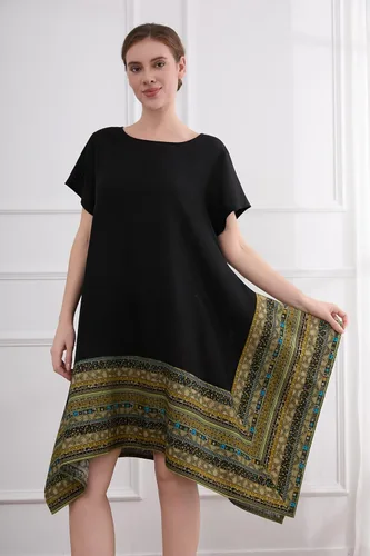 Miniatura 2 de Vestido irregular Minibee, de algodón y lino étnico, con mangas cortaslargas para mujer