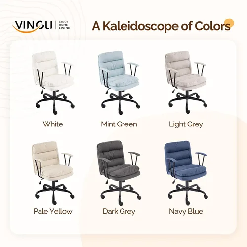Miniatura 8 de VINGLI Sillas de Oficina Cómodas con/sin Ruedas, Base Dual, Reposabrazos Desmontables, Silla Ajustable y Giratoria Cómoda para Computadora, Uñas