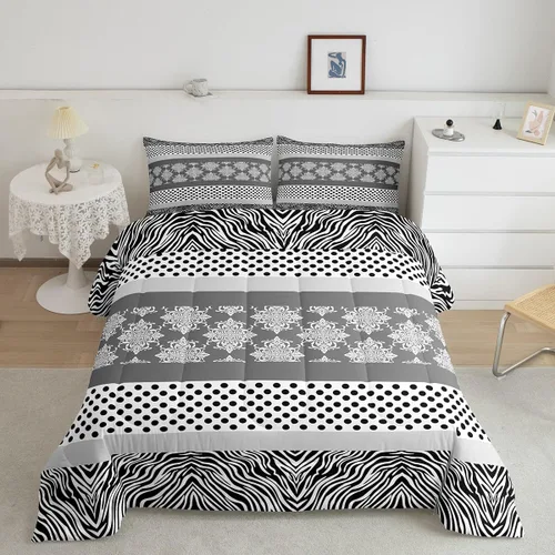 Miniatura 9 de Juego de ropa de cama individual de piel de cebra, guepardo y leopardo, para niños y adultos, juego de edredón de piel de animales salvajes