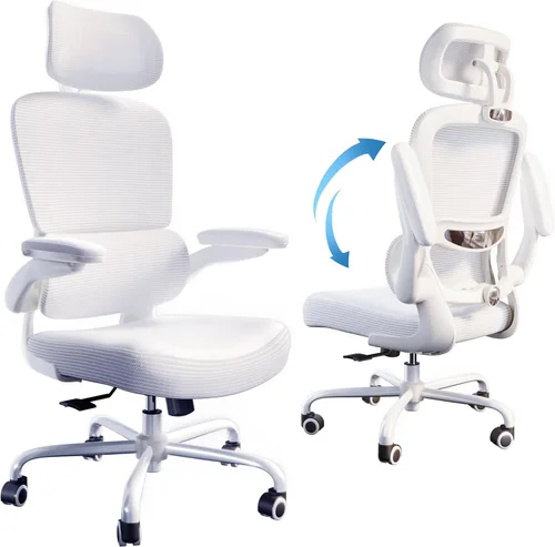 Miniatura 8 de TRALT Silla ergonómica de oficina, silla de escritorio con reposacabezas ajustable, silla de computadora de soporte lumbar, silla cómoda de malla