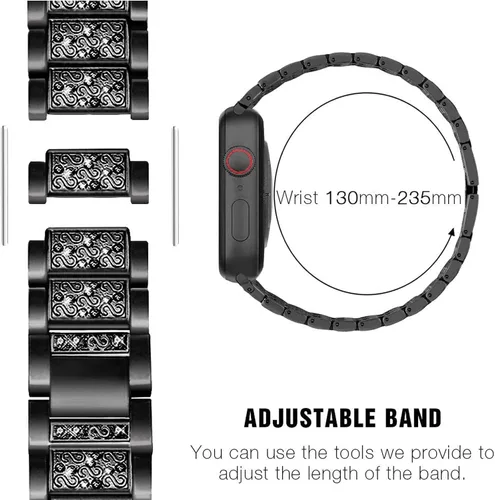 Miniatura 5 de Correa compatible con Amazfit Bip 5, Lamshaw de liberación rápida de 0.86 pulgadas para mujer, correa de repuesto ajustable de metal con diamantes