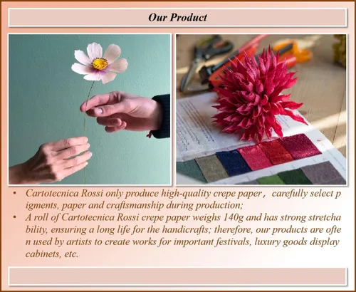 Miniatura 3 de Cartotecnica Rossi Papel de papel crepé italiano de 180g, 49.8 cm de ancho, 2.5 m de largo, para ceremonia de boda y decoración de varios grandes