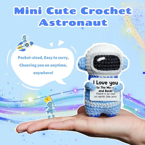 Miniatura 2 de Regalos para él, su novio, novia, To My Love hechos a mano, positivo crochet astronauta, San Valentín, aniversario, día del padre, regalos de Te amo
