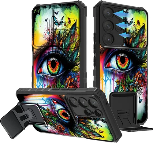Miniatura 736 de Funda para Samsung Galaxy S22 Ultra 5G, Galaxy S22 Ultra con cubierta de cámara deslizante, funda resistente de doble capa con función atril Black