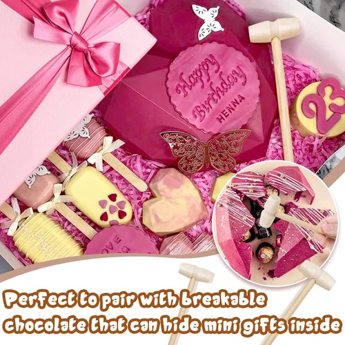 Miniatura 5 de Caffox Mini martillos de madera para chocolate, 30 mazos de madera pequeños para corazón de chocolate rompible, manualidades y accesorios de juego