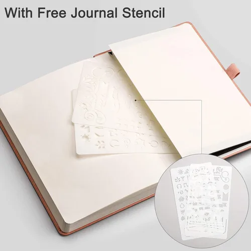 Miniatura 5 de EMSHOI - Cuaderno de puntos, 256 páginas A5, cuadrícula de puntos, papel grueso de 3.54 oz/y², 16 páginas perforadas, piel sintética suave, bolsillo