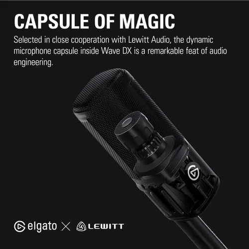 Miniatura 3 de Elgato Wave DX - Micrófono XLR dinámico, patrón cardioide, rechazo de ruido, optimizado para podcasting, streaming, transmisión, no requiere