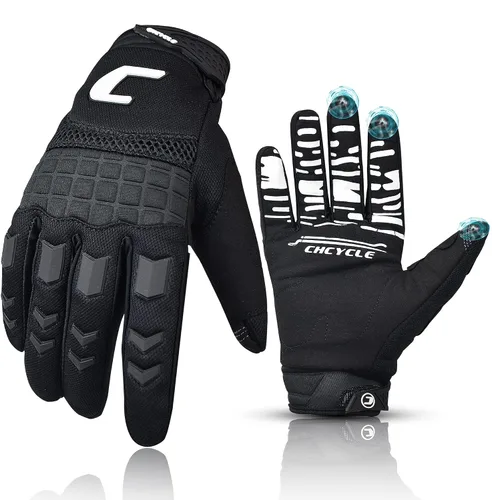 Guantes para bicicleta de montaña, motocross y ATV para hombres - Guantes de pantalla táctil de dedo completo para ciclismo, BMX, MTB y MX