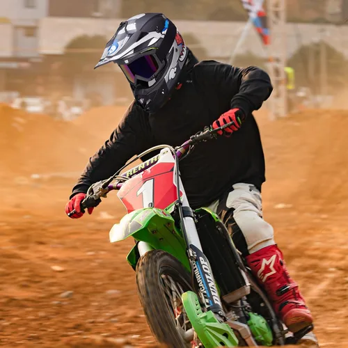 Miniatura 4 de cascos para niños y jóvenes de bicicleta todoterreno, motocross, ATV, BMX, MX, bicicleta todoterreno, casco de motocicleta J-01 con gafas y guantes