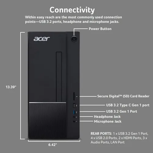Miniatura 3 de acer Aspire TC-1770-UR11 - Procesador Intel Core i5-13400 de 10 núcleos de 13ª generación 8 GB 3200 MHz DDR4 512 GB M.2 2280 PCIe Gen 4 SSD