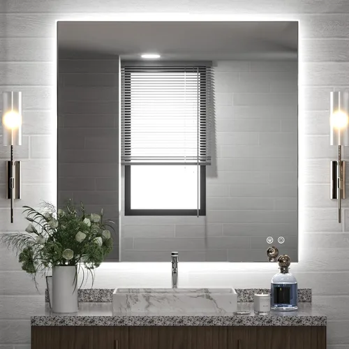 Miniatura 39 de TETOTE - Espejo retroiluminado para baño con luz, botón táctil regulable y función antivaho (horizontal o vertical)