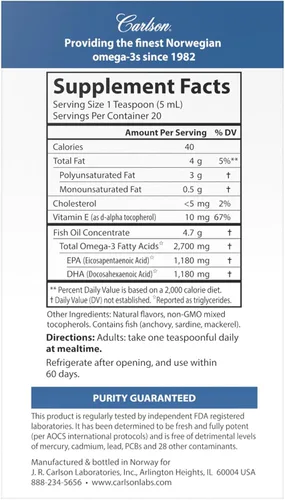 Miniatura 2 de Carlson Med Omega, Limón-Lima, 2,700 mg Omega-3, 3.4 fl oz