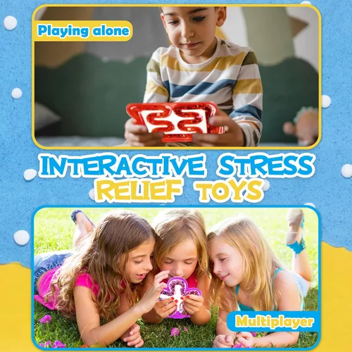 Miniatura 5 de Paquete de 8 juguetes de apretar para niños, tubo sensorial blando con cuentas de laberinto, gominola colorida, lentejuelas brillantes, juguetes