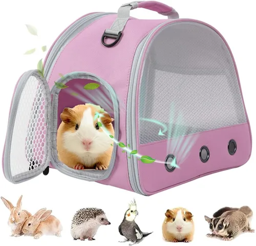 Miniatura 20 de Mochila Portadora de Conejo de Indias, Mochila Transparente con Ventana de Burbujas para Conejo de Indias, Conejito, Rata, Pájaro (Azul, Portadora)