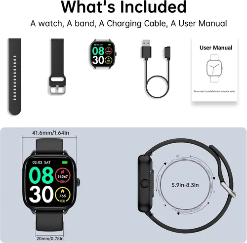 Miniatura 7 de JYUAJOI Reloj Inteligente de Salud y Fitness (Responder/Realizar Llamadas), Reloj Inteligente con Monitor de Frecuencia Cardíaca 24/7, Rastreador