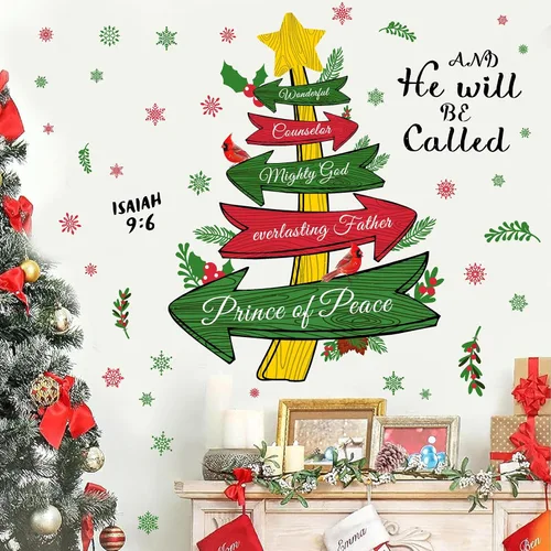 Miniatura 10 de Calcomanías de pared de Navidad, citas de Navidad, calcomanías de pared para decoración de interiores inspiradoras para niños, calcomanías de pared