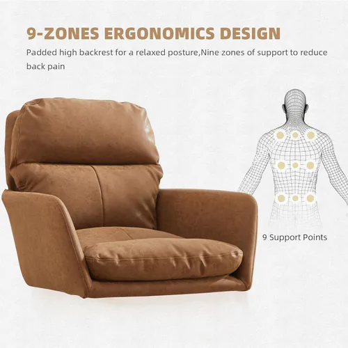 Miniatura 4 de YISHENG Silla de escritorio de piel sintética para oficina en casa, silla giratoria ajustable para computadora con ruedas y brazos, cómoda silla