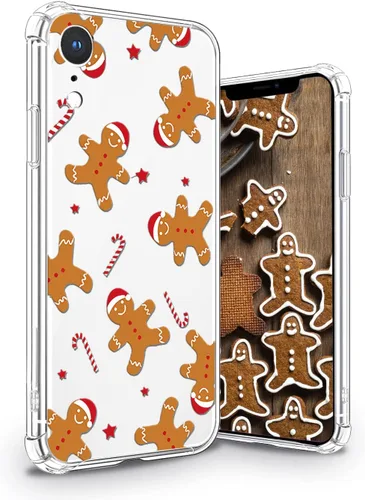 Funda de Navidad para iPhone XR, diseño impreso de hombre de jengibre, transparente, suave, a prueba de golpes, funda protectora de TPU a prueba de
