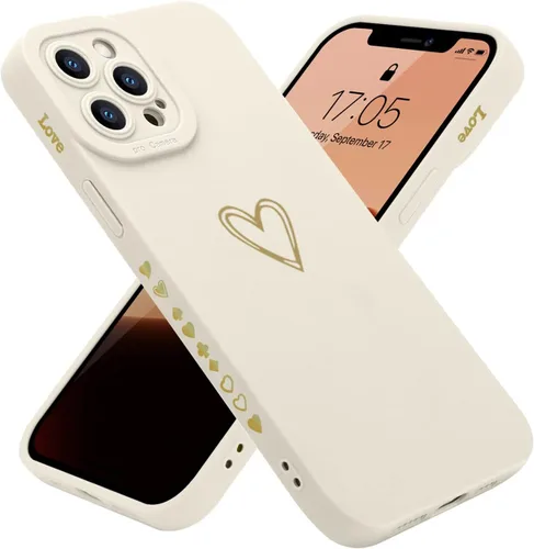 Teageo Funda compatible con iPhone 12 Pro Max de 6.7 pulgadas para mujeres y niñas, bonito corazón de lujo [protección completa de lente de cámara