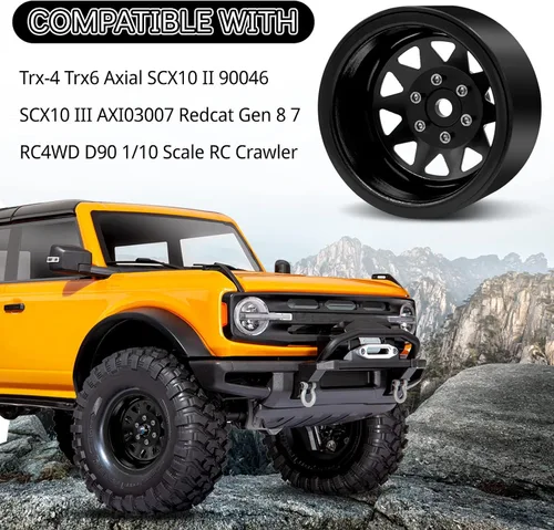 Miniatura 3 de OGRC 4 piezas de ruedas de aluminio de 1.9 pulgadas Beadlock con offset negativo para TRX4 TRX6 SCX10 I II III 90046 AXI03007 Redcat GEN7 GEN8 RC4WD