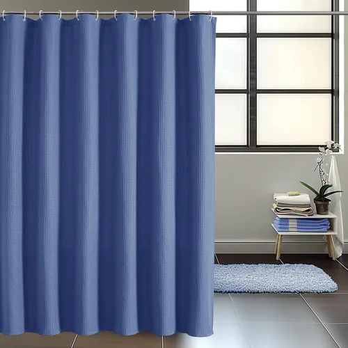 Miniatura 30 de OVZME Juego de cortina de ducha de tela para cabina - 36x72, tejido de gofre 230GSM, cortinas de ducha pequeñas para cabina estrecha, cortina